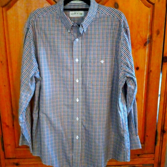 Orvis Other - Orvis men's long sleeved shirt, Size Large, Blue Brown and Rust